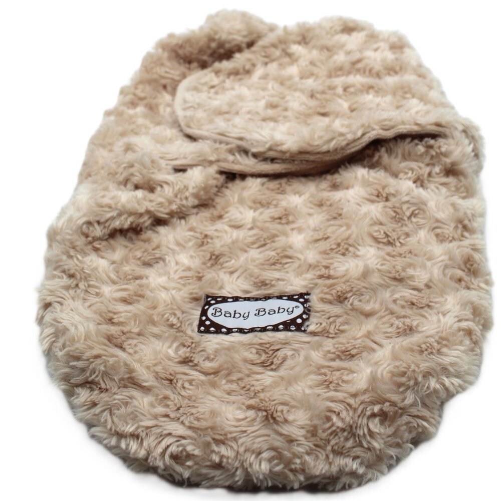 Blankets & Beyond Soft Plush Swirl Swaddle Sleep Sack Beige Baby Size 0-3 Months